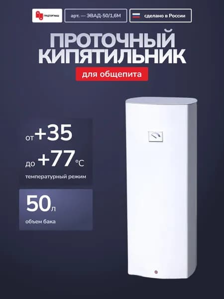 Проточный кипятильник для общепита ГРОДТОРГМАШ ЭВАД-50/1,6М