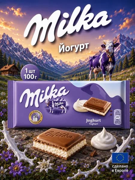 Milka, Шоколад с йогуртовой начинкой, 100 г, Yoghurt
