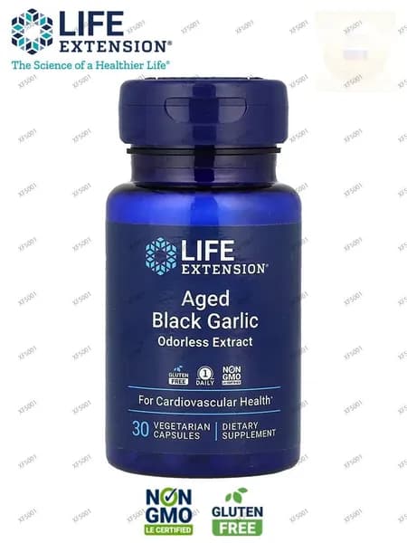 Life Extension, Старый черный чеснок, 30 вегетарианских капсул (500 мг в капсуле)
