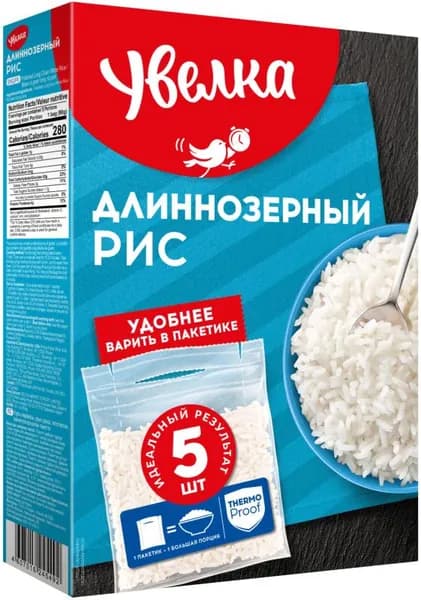 Рис Увелка Длиннозерный шлифованный 5пак*80г