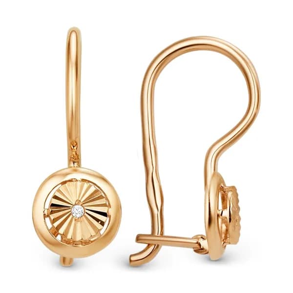 Серьги детские с фианитами из красного золота 585 пробы 585GOLD