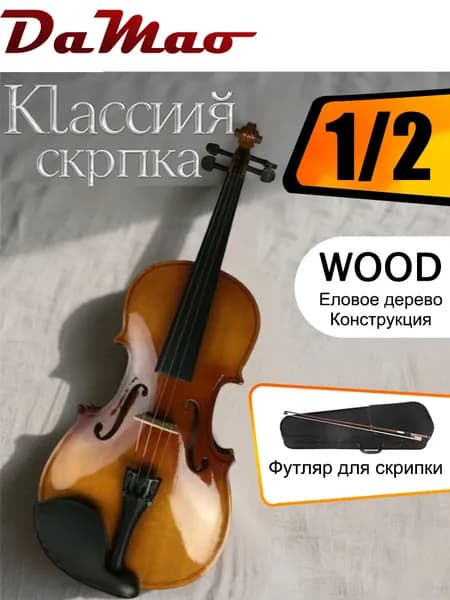 Скрипка с подключением в кейсе,1/2.3/4