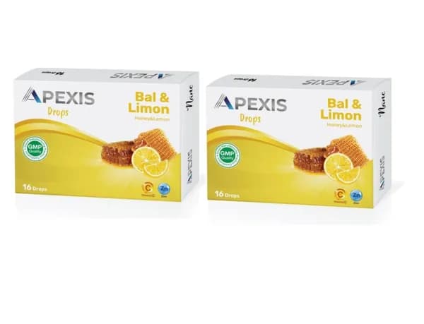 Пастилки Apexis Drops со вкусом меда и лимона, упаковка 16 шт.