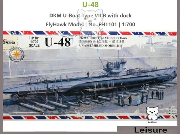Flyhawk 1/700 1101 Немецкая подводная лодка U-48 с доком высшего качества сборная модель корабля