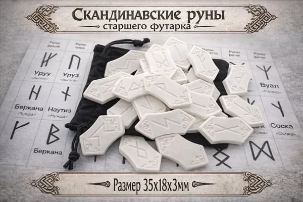 Скандинавские руны старшего футарка для гадания, ручной работы (кристаллические)