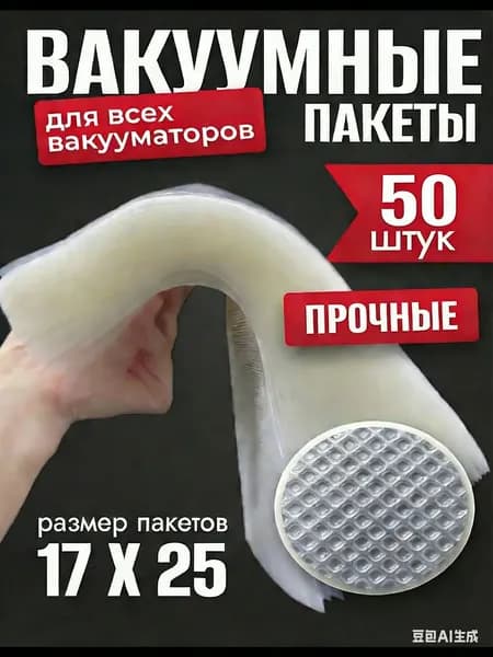 Пакеты для вакууматора рифленые 1725 см, 50 шт, вакуумные пакеты для продуктов, для заморозки, Sous Vide и маринования