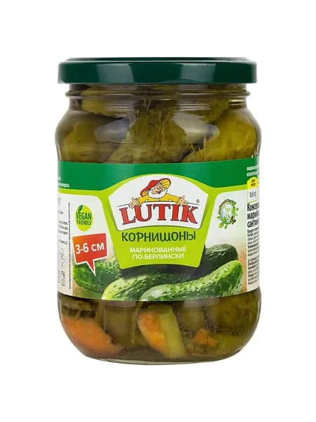 Огурцы Lutik корнишоны маринованные по-берлински, 370мл