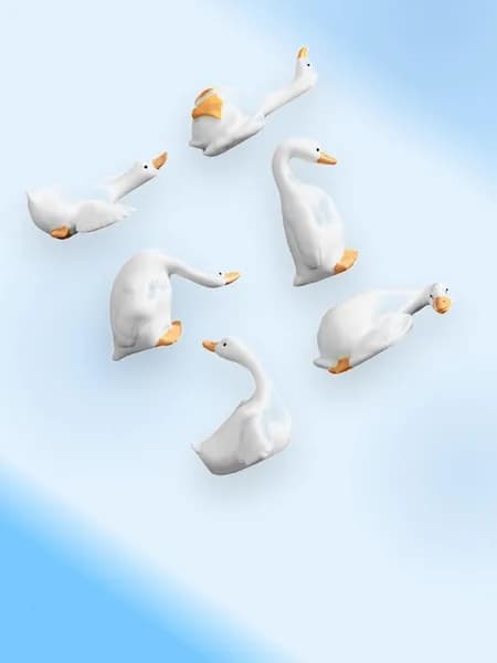 6 фигурок гусей из смолы