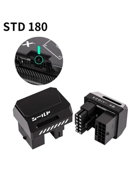 12V-2x6 PCie 5.1 ATX 3.1 угловой адаптер 180 градусов черный алюминиевый STD