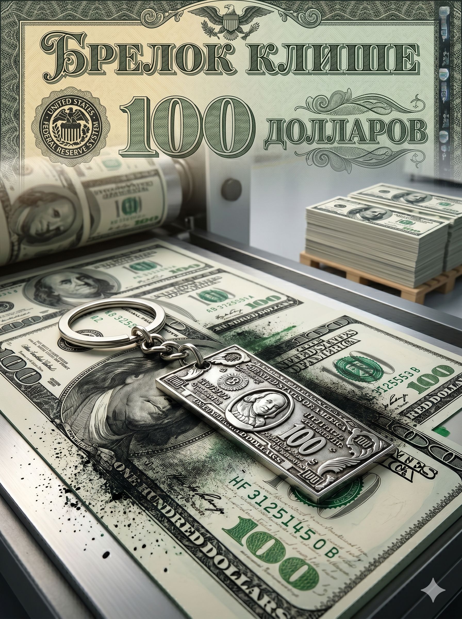брелок 100 долларов клише