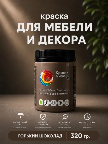 Акриловая краска для мебели, дерева, декора, творчества, интерьера, матовая, без запаха, быстросохнущая Palizh