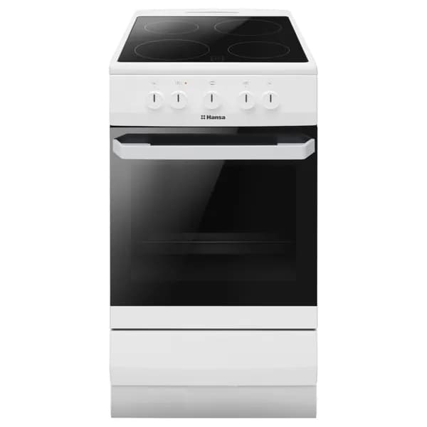 Электрическая плита Hansa FCCW53000 стеклокерамика, 50 см, объем 68 л, 3 режима нагрева, очистка паром, решетка для жарки с фиксатором
