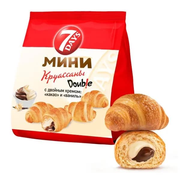 Мини-круассаны с двойным кремом какао ваниль 7Days 265г