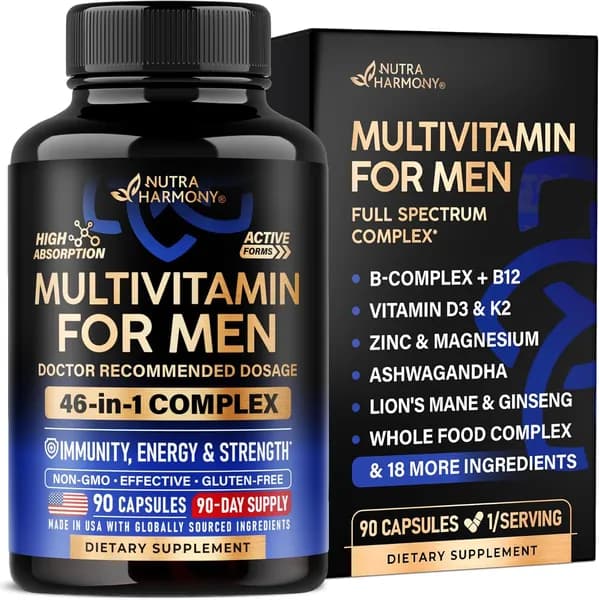 Мультивитамины для мужчин - B-Complex Whole Foods & Enzymes - Energy, Focus & Brain Men 's Health Complex