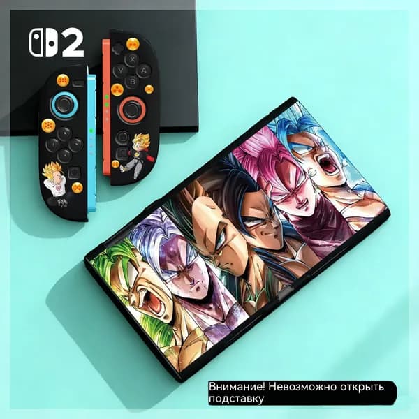 Dragon Ball, Мягкий защитный чехол с возможностью крепления для Nintendo Switch 2_Черный-Гоку и Вегета