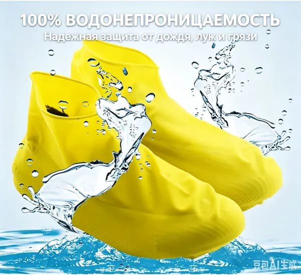 Водонепроницаемый резиновый чехол для обуви, 1 пара, многоразовый, нескользящий, защита от дождя и снега, для улицы, походов и рыбалки, нескользящая стелька, синий/белый/черный