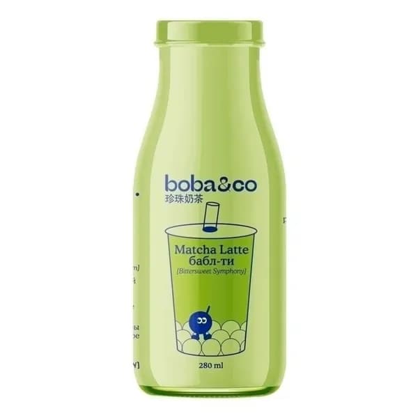 Холодный чай Boba&Co Bubble tea Matcha Latte молочный 280 мл*12шт стекло