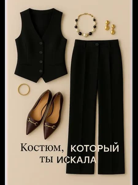 Костюм жилетка с брюками миди