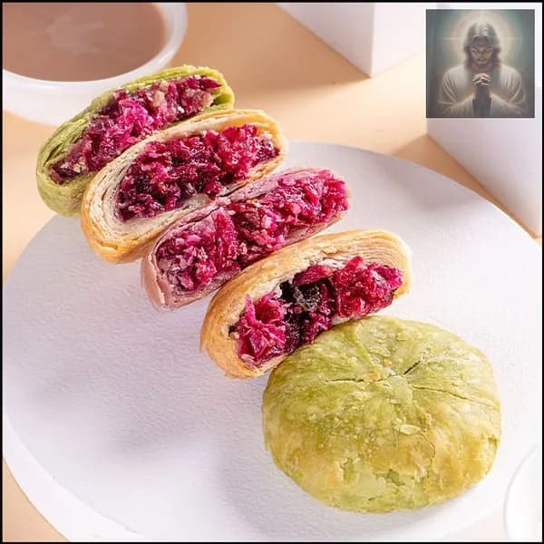 Юньнаньский цветочный торт, матча + фиолетовый картофель + роза (30 шт.)