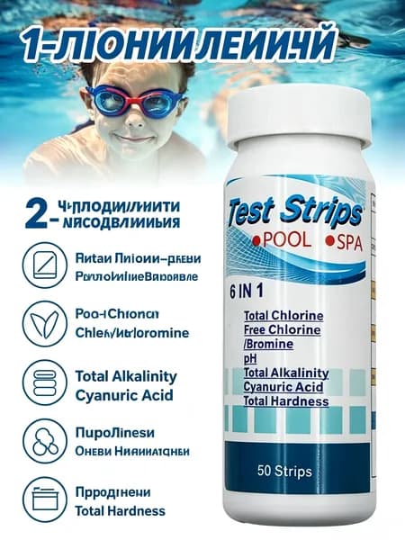 50 шт. тест-полоски на хлор PH, тестер воды для бассейна и спа-центра 6 в 1