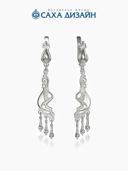 Серьги серебро 925 якутские Стерхи (Журавли)