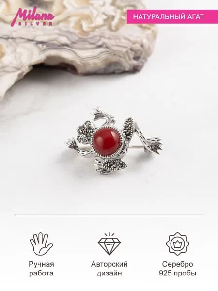 Брошь из серебра с агатом