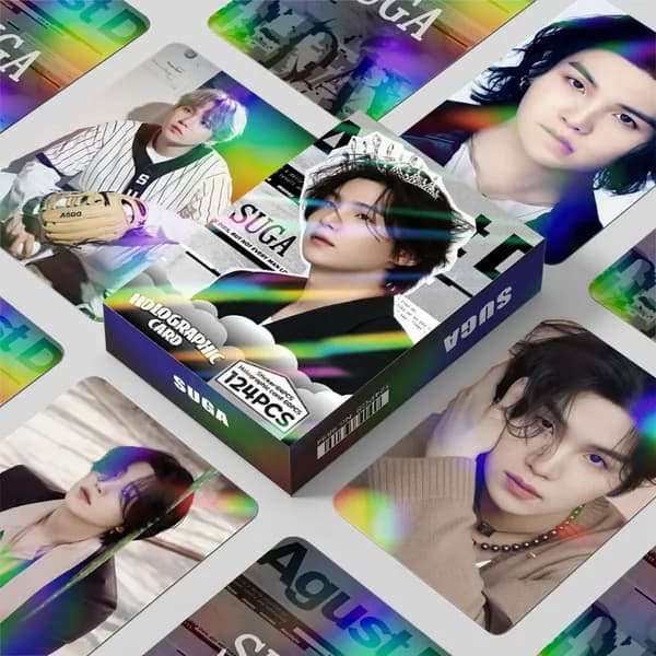KPOP 124pcs/box BTS SOLO SUGAголографические фотокарточки AgustD KPOP лазерные LOMO карты