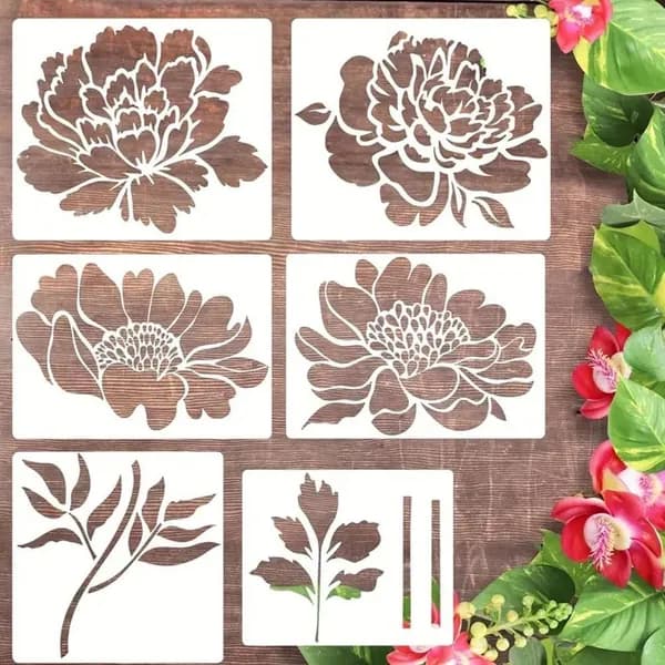 6/8 шт многоразовый цветочный трафарет DIY украшение для рисования на бумаге с рисунком деревянных стен