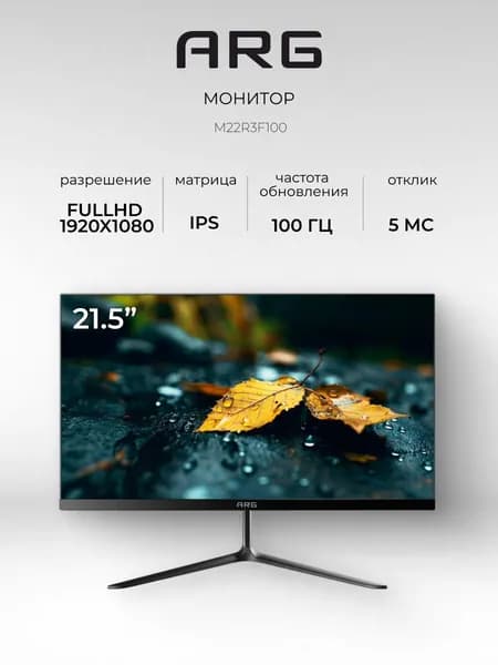 ARG 21.5" Монитор M22R3F100 (M22R3F100), IPS, 1920x1080 Full HD, 100 Гц, черный