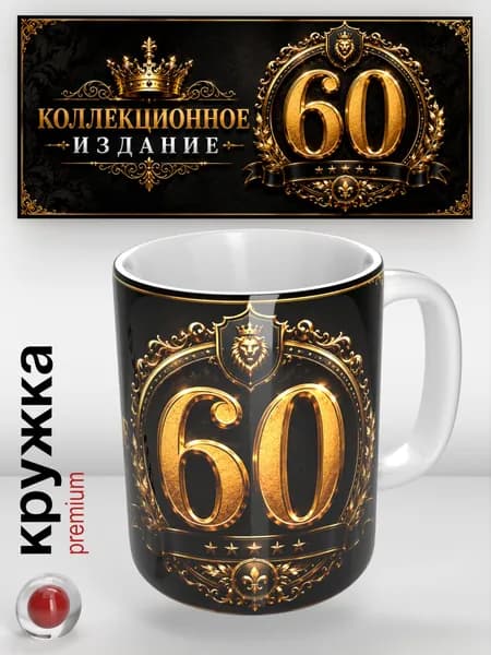 Подарочная кружка на юбилей 60 лет , 330 мл, для мужчин и женщин