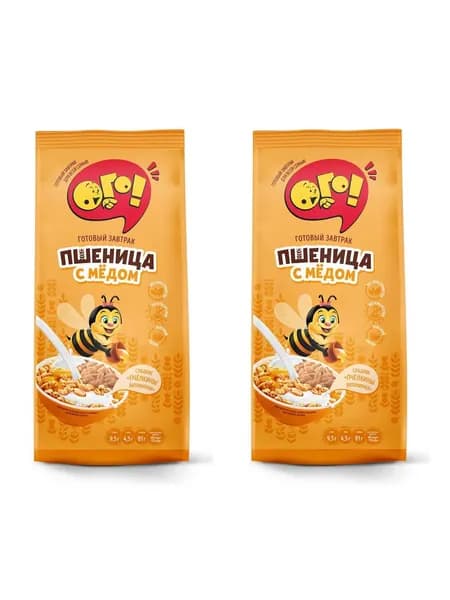 Ого! Готовый завтрак Воздушная пшеница с медом, 150 гр, 2 уп