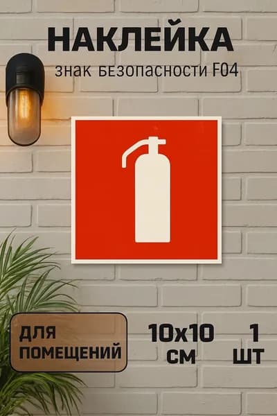 Знак безопасности F04 Огнетушитель Пленка 100х100 мм