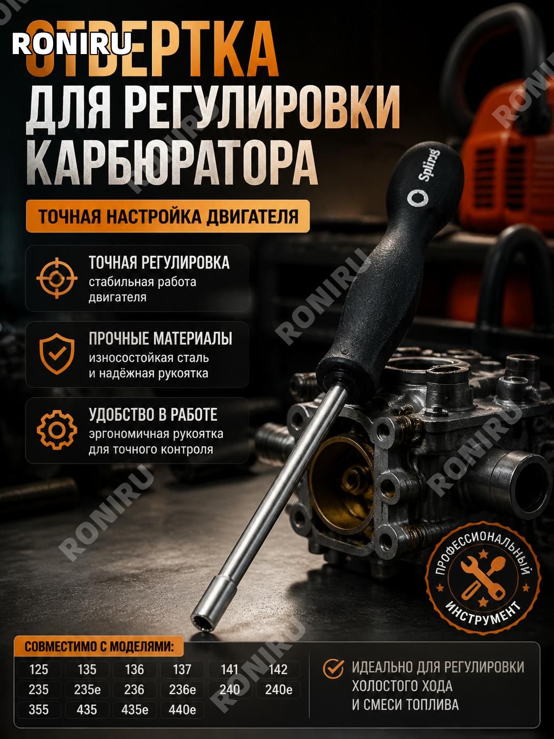 Отвертка для регулировки карбюратора, ключ для настройки совместим с номерами 125 135 136 137 141 142 235 235e 236 236e 240 240e 355 435 435e 440e