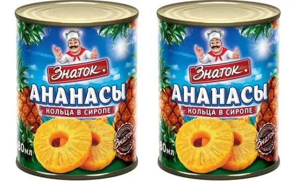 Знаток Ананасы кольцами, 565 гр, 2 штуки