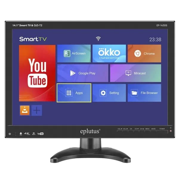 Eplutus Телевизор 14″ Full HD, черный, черный матовый