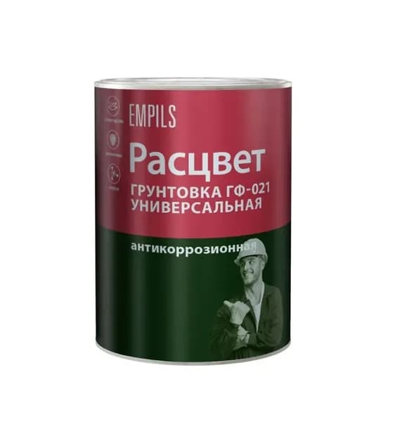 Грунт ГФ-021 по металлу и дереву алкидный высокопрочный Расцвет белый 0,9 кг.