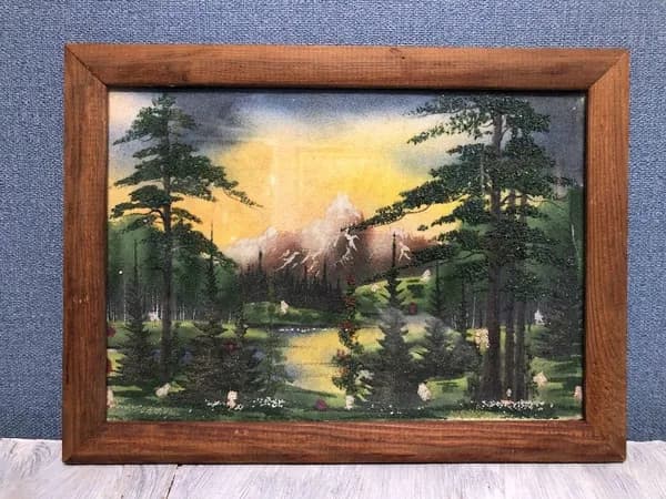 Картина, панно "ВОЛШЕБНЫЙ ЛЕС", картон, каменная крошка, 40*30см