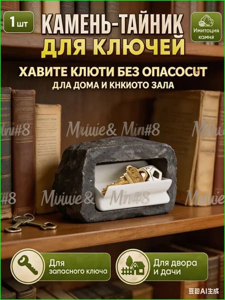 Ключница для запасного ключа под камень, тайник для улицы, крыльца, садовой дорожки, гаража, дачи и входной зоны