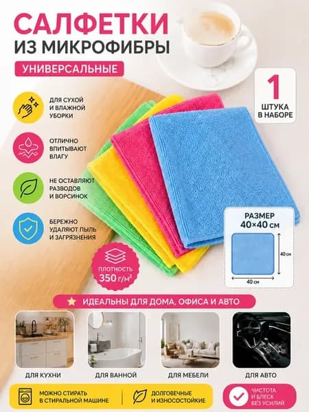 Салфетки из микрофибры 40*40см (56г)