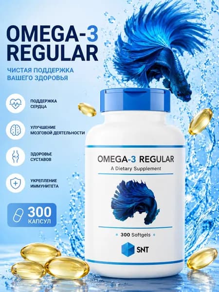Omega-3 Regular, Омега 3 Рыбий жир 300 капсул