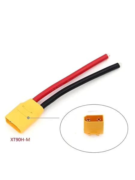 Разъем XT90 с проводом 12AWG 10см папа под пайку