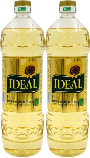 Подсолнечное масло Ideal, комплект: 2 упаковки по 1 л