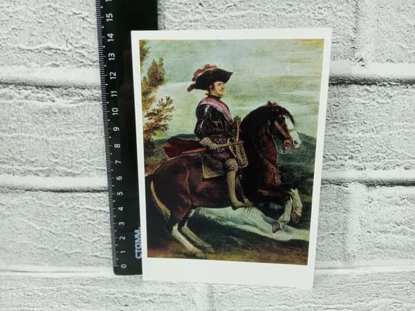 Канцелярия антикварная винтажная Открытка Конный портрет Филиппа IV короля Испании Художник Диего Веласкес