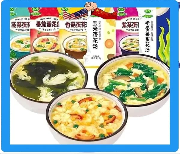 Вкусный набор овощных супов 7 вкусов 6 г/пакете: сублимированные супы - кукурузный, с морскими водорослями и шпинатом, питательный из диких трав; полезная замена приему пищи на завтрак.