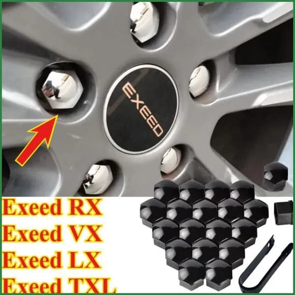 Колпачки на колесные болты и гайки для Exeed RX VX LX TXL, защитные декоративные заглушки, 20 штук, черный глянец