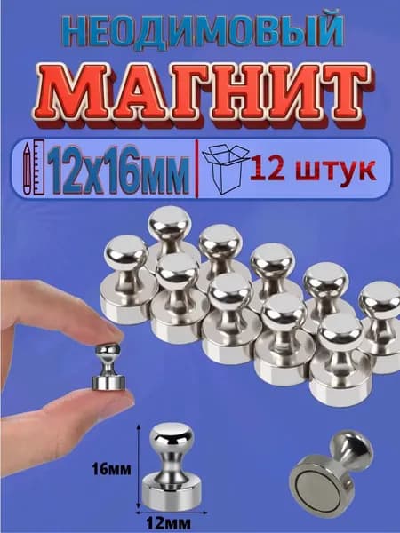 Магниты для холодильника / набор магнитов для доски из 12 штук в металлическом хромированном корпусе