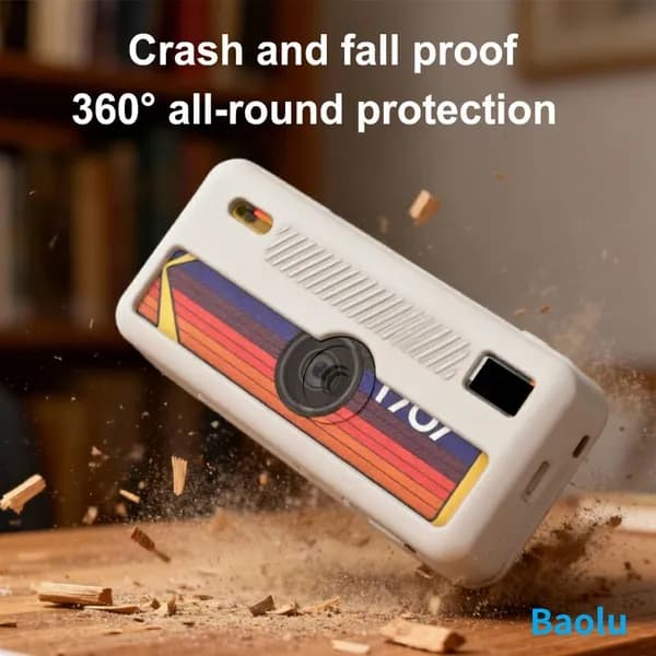 Силиконовый противоударный чехол для Kodak Charm RA с креплением-карабином, серый