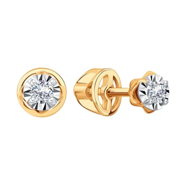 Золотые серьги DIAMANT-ONLINE с бриллиантом 585 пробы