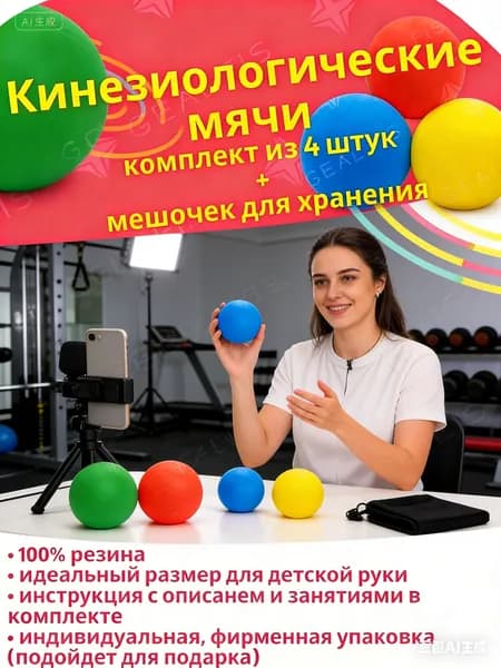 Детские игрушки, набор кинезиологических мячей на 4 персоны