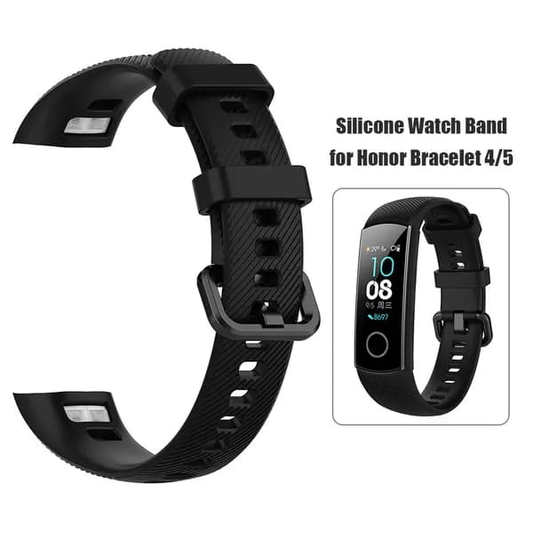 Силиконовый ремешок для фитнес-браслетов Huawei Honor Band 5 и Honor Band 4, черный